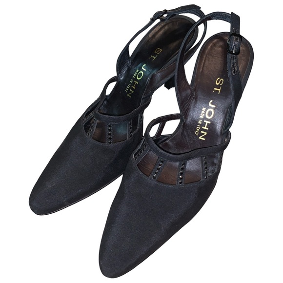 Vintage St John Elegant Black Pointed Slingback Heel Size 6.5B Made in Italy - Picture 1 of 7